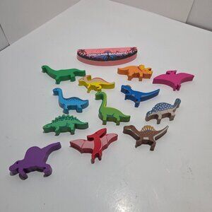Wooden dinosaur toy figures